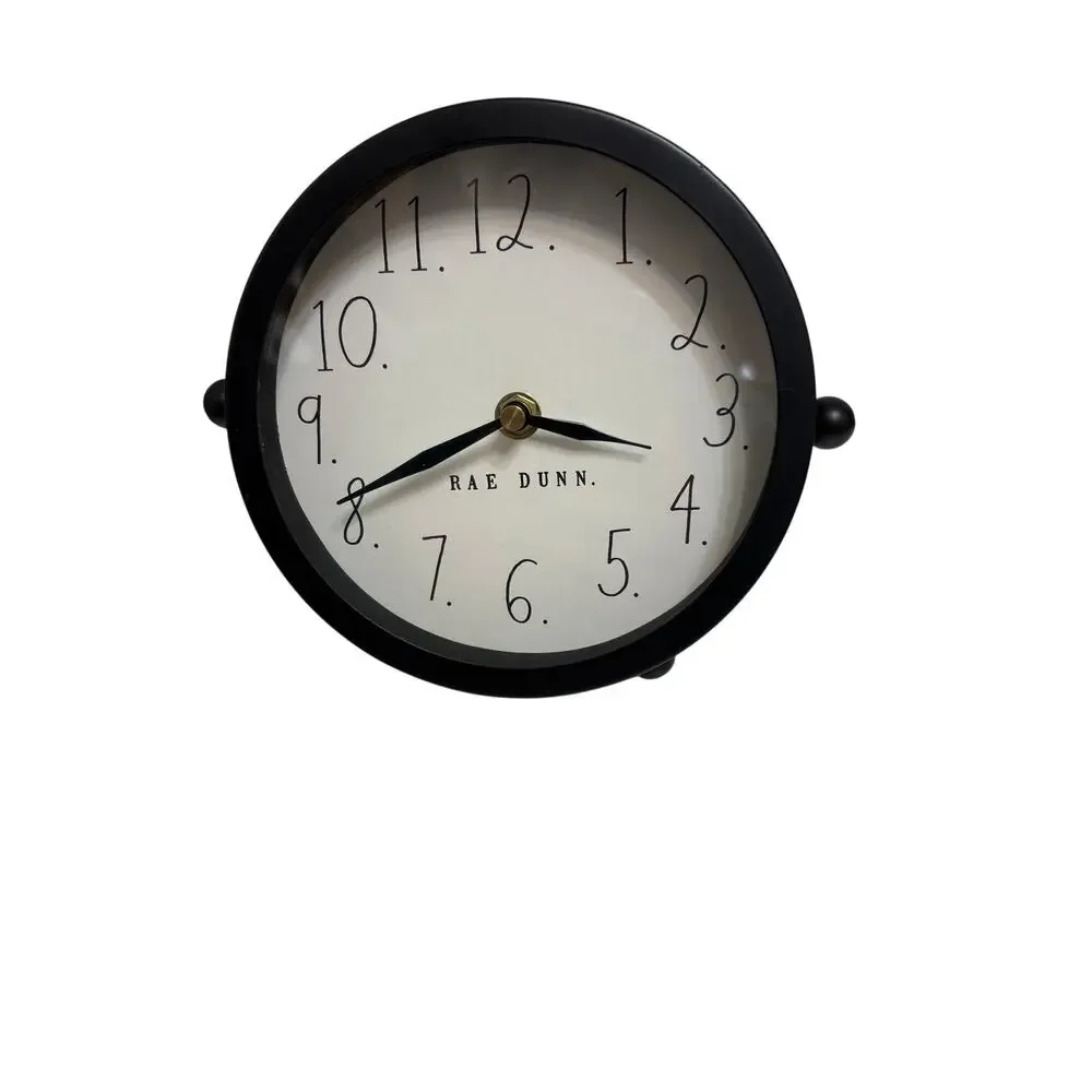 RAE DUNN ROUND Black CLOCK BATTERY OPERATED